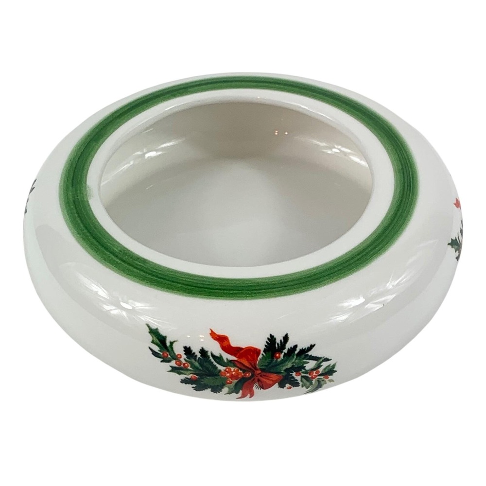 Pfaltzgraff Christmas‎ Heritage Holly Berry Ribbon Ceramic Small Bowl 4.25in